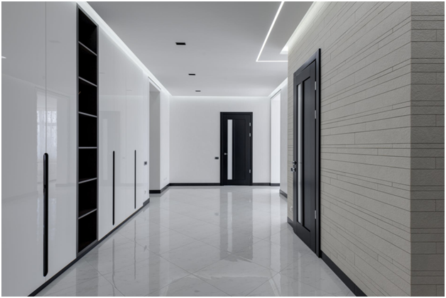 Modern design hallway with LED lighting